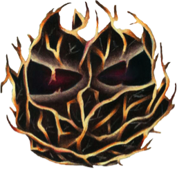 A snarling killer tumbleweed with glowing red eyes